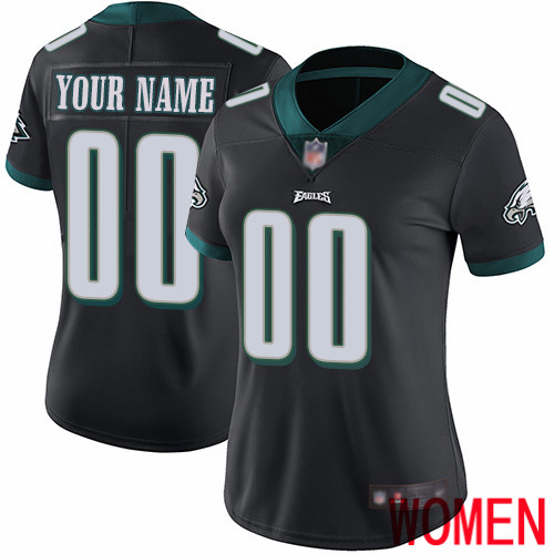 Women Philadelphia Eagles Customized Black Alternate Vapor Untouchable Custom Limited Football Jersey